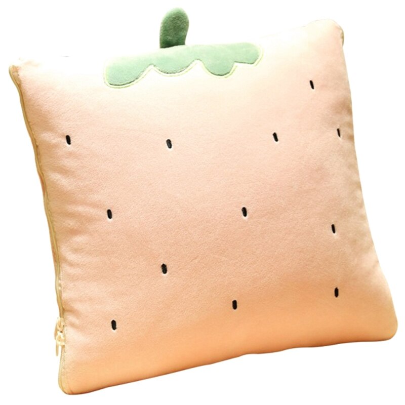 Kussen met dubbele functie fruitkussen quilt donkergroen cactus dutje kussen cartoon multifunctioneel auto kussen kantoor kussen deken: Roze