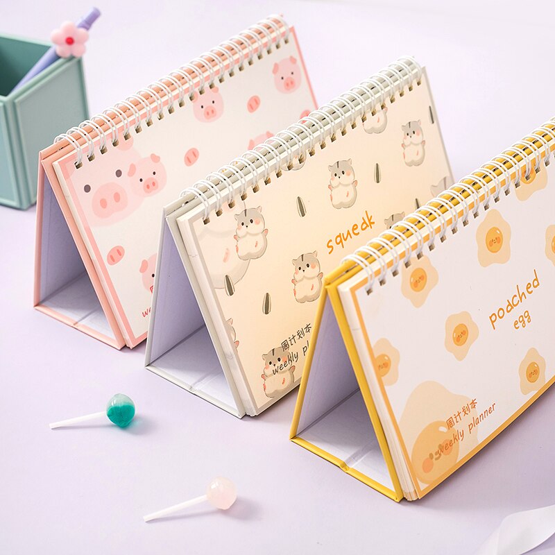 Leuke Student Bureau Cartoon Tijd Organizer Pad Briefpapier Maandelijkse Wekelijkse Dagelijkse Planner Lijst Memo Pad Note Pad Spoel Notebook