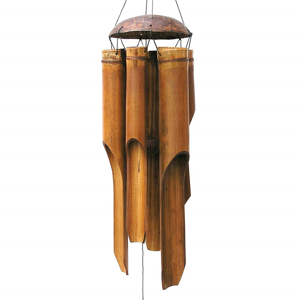 Bamboo Wind Chimes Big Bell Tube Coconut Wood Handmade Indoor and Outdoor Wall Hanging Wind Chime Decorations