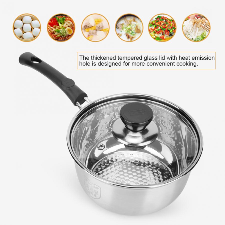 Stainless Steel Thick Milk Pot Non-Stick Cooking Sauce Pan for Home Coffee Shop Restaurant Multi purpose Cookware