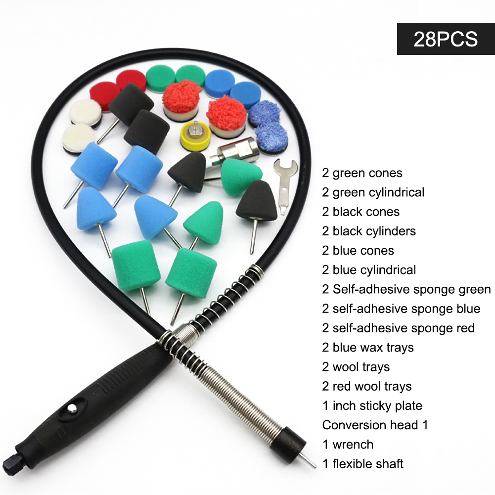 Mini Polishing Kit for Car Beauty Detailing Polisher with Extention Tools Car Polishing Pads Kit for Rotary Polisher: 28pcs-set