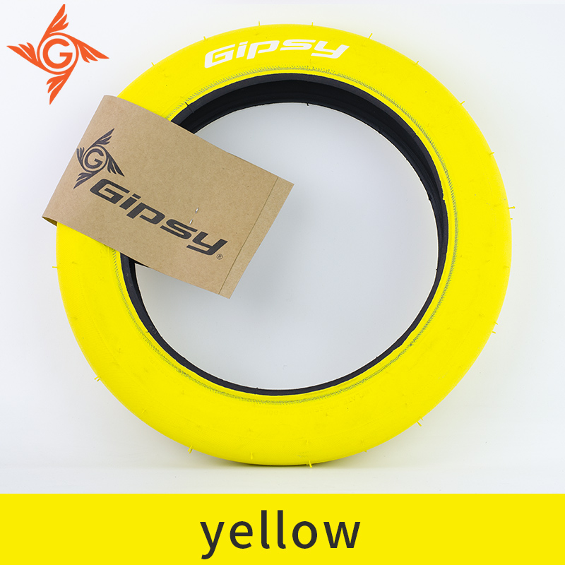 Pneus de vélo 12 pouces pour enfants, pneu lisse, 1.75g, 10 couleurs, 12x240, 60TPI,: yellow