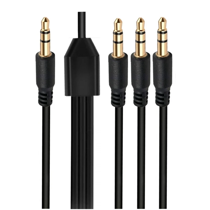 Répartiteur de 3.5mm, prise casque, câble Audio, câble de 3.5mm, 1 mâle à 2/3/4/5/6 mâle, adaptateur séparateur de câble AUX pour casque d'ordinateur: Black / 1m