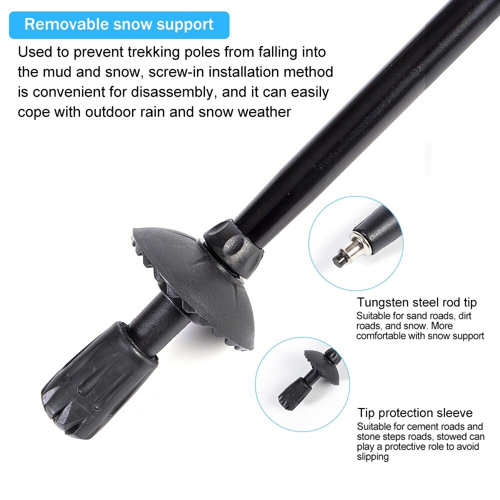 Outdoor Walking Stick Hiking Trekking Poles Ultralight Nordic Walking Pole Telescopic Crutches Antishock EVA Handle Folding Cane