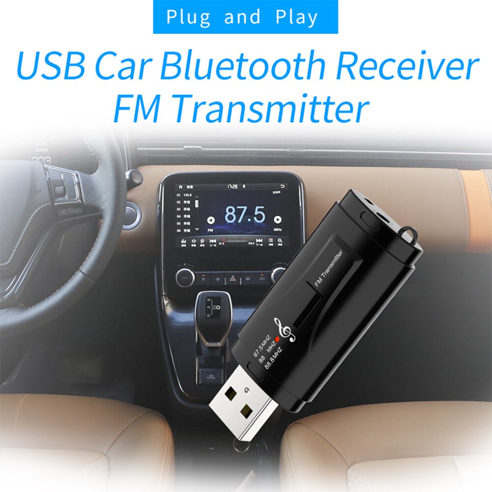 2 in 1 fm lähetin auto bluetooth yhteensopiva 5.0 vastaanotin usb modulaattori kannettava 3.5mm aux audio musiikkisoitin puhelusovitin
