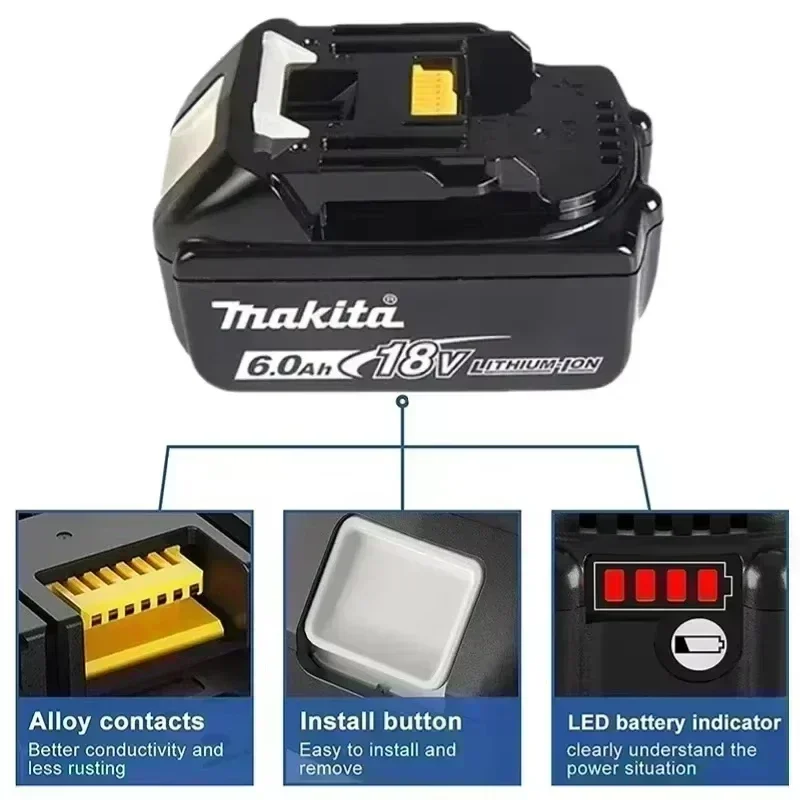 🌳 🌳 🌳 100% Original Makita 6Ah Makita Akku 18V BL1830B BL1850B BL1850 BL1840 BL1860 BL1815 Ersatz-Lithium-Akku