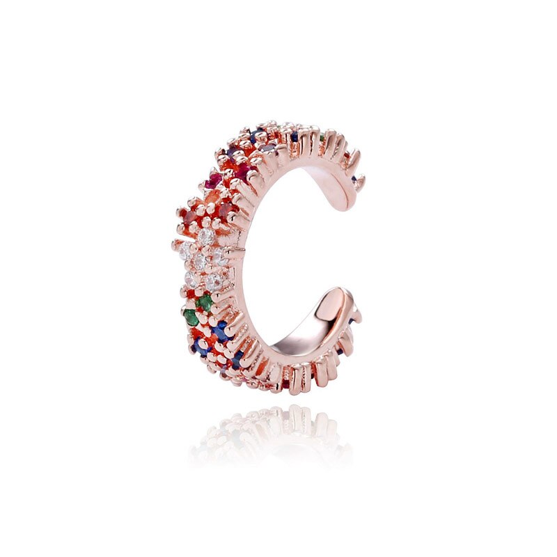 Shadowhunters äkta 925 sterling silver opal öronkudd kvinnor smycke klämma på örhänge för bästa vän uttalande kristall tillbehör: Roséguld regnbåge