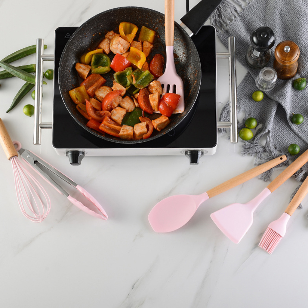 Conjunto de utensilios para cocina de silicona con caja de almacenamiento, espátula, Cucharillas, accesorios de cocina, 9/10/12 Uds.