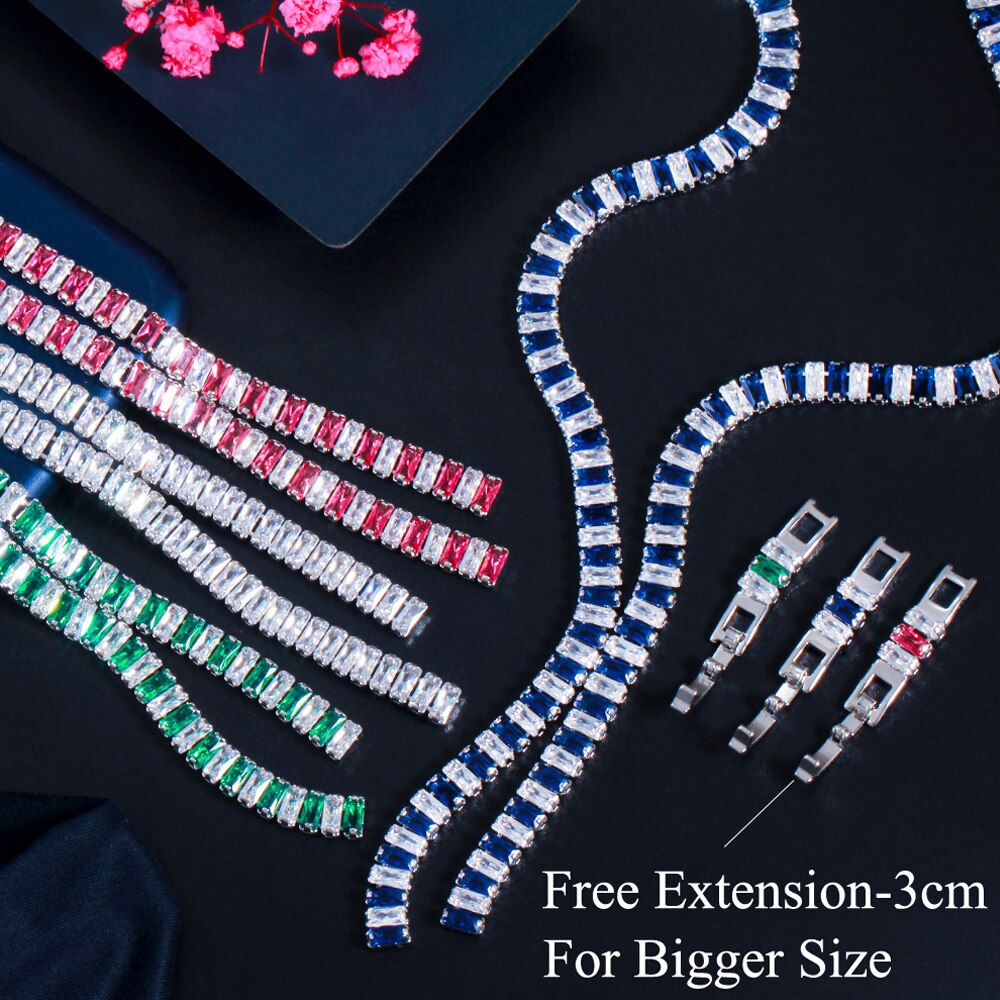 Threegraces Romantische Glanzend Witte Zirconia Vierkante Dangle Oorbellen En Ketting Bruids Bruiloft Sieraden Set Voor Bruiden TZ606