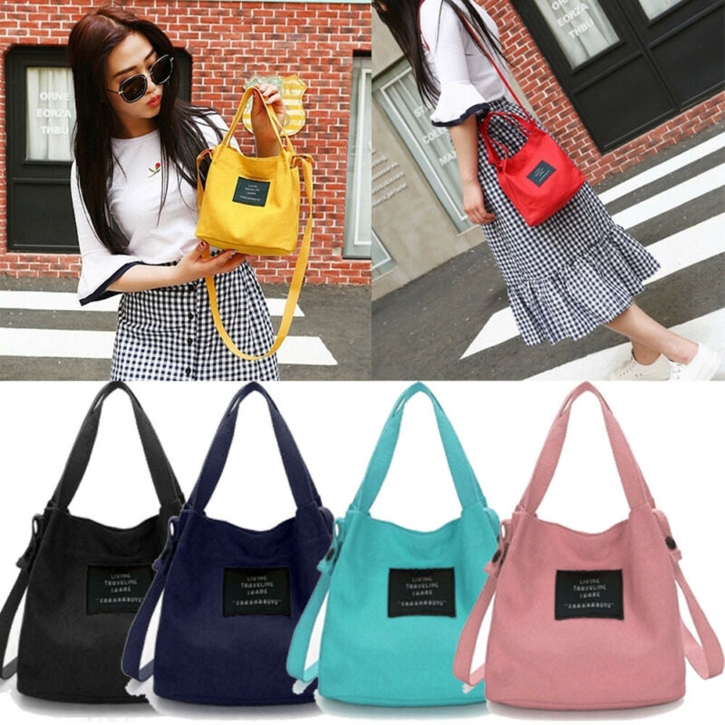 Kvinder piger indkøbsposer lærred håndtaske skuldertaske damer tegnebog taske taske størrelse : 19 x 12 x 20cm