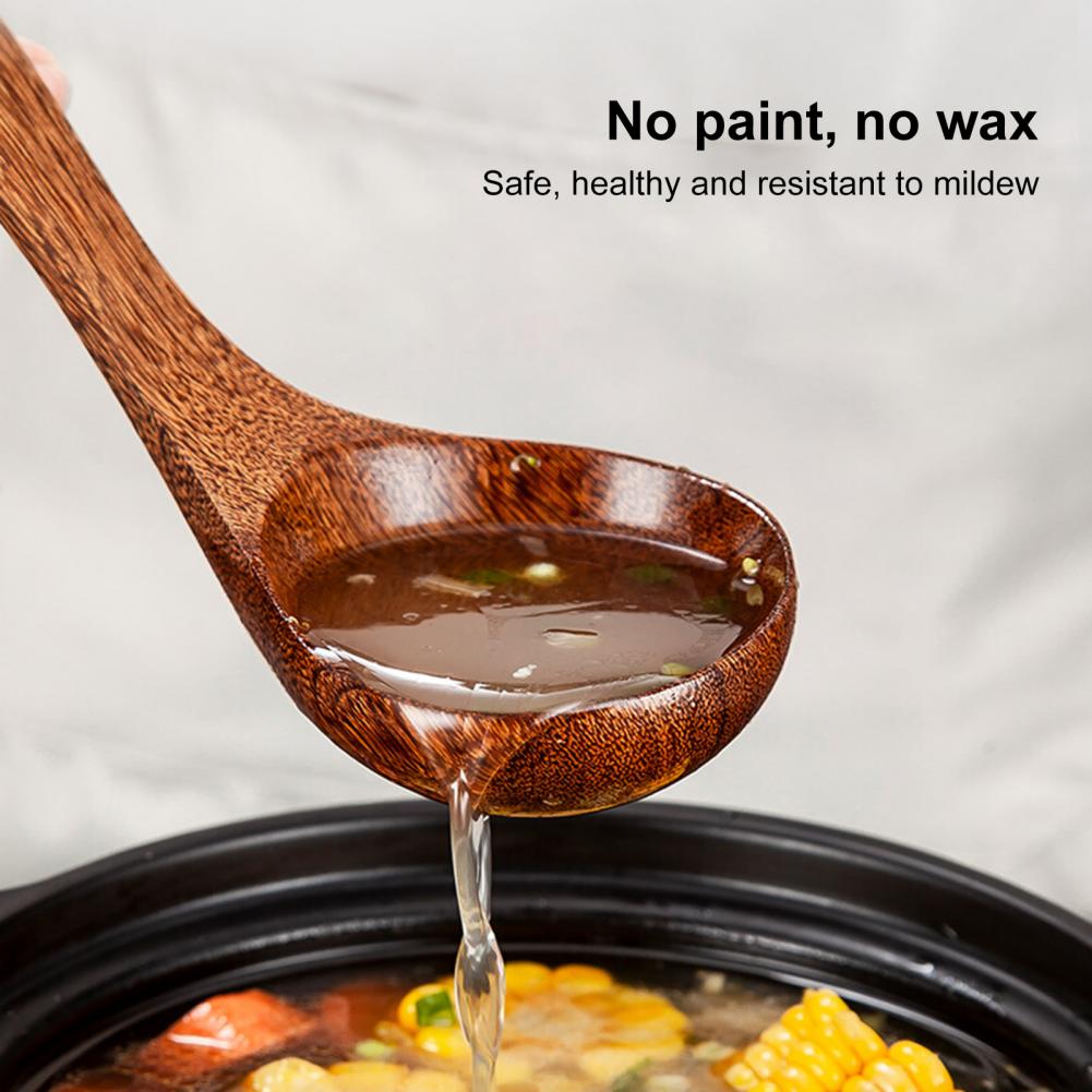 Teak Natural Wood Tableware Spoon Ladle Turner Rice Colander Soup Long Handle Rice Scoop for Home Kitchen Gadgets Utensils