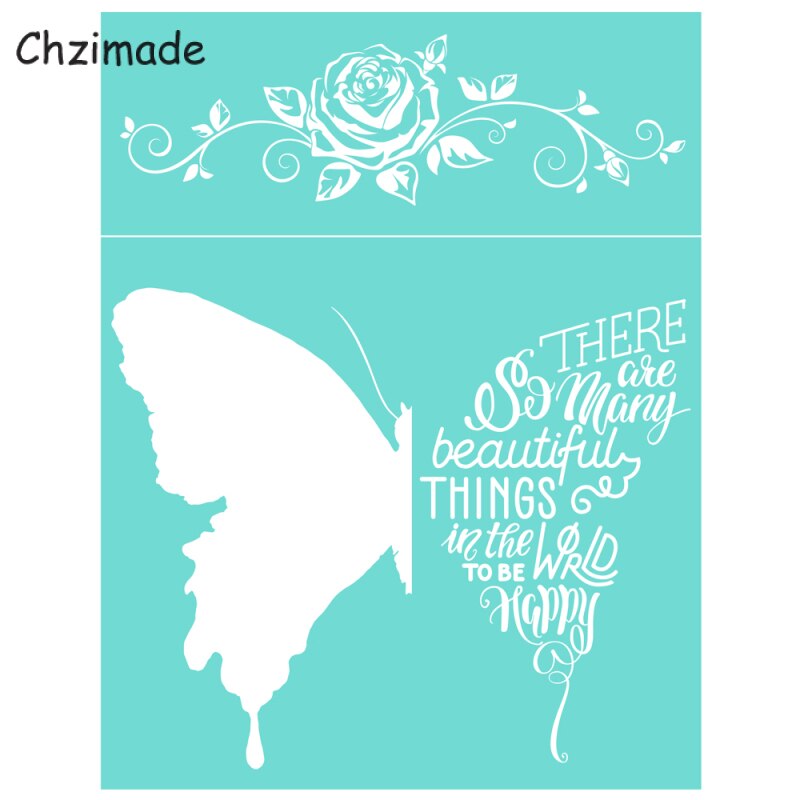 Chzimade-Plantilla de serigrafía autoadhesiva con letras y mariposas, malla de transferencia de 8,5x11 &quot;para camisetas, manualidades hechas a mano, bricolaje