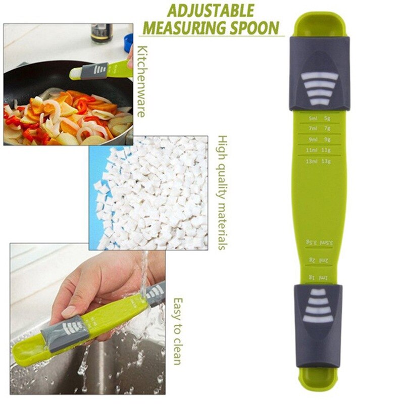 Adjustable Measuring Spoon Small Liquid Measuring Cup in Ml and Grams 2 Sided Weighing Metric Scoop for Baking and Cooking