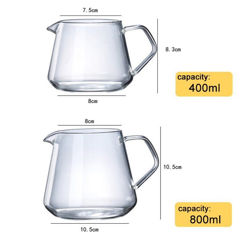 Glass Coffee Sharing Pot Coffee Server Pour Out Decanter Home Brewing Cup Hand Made Coffee Maker Ice Drip Kettle 400ML-600ML#2