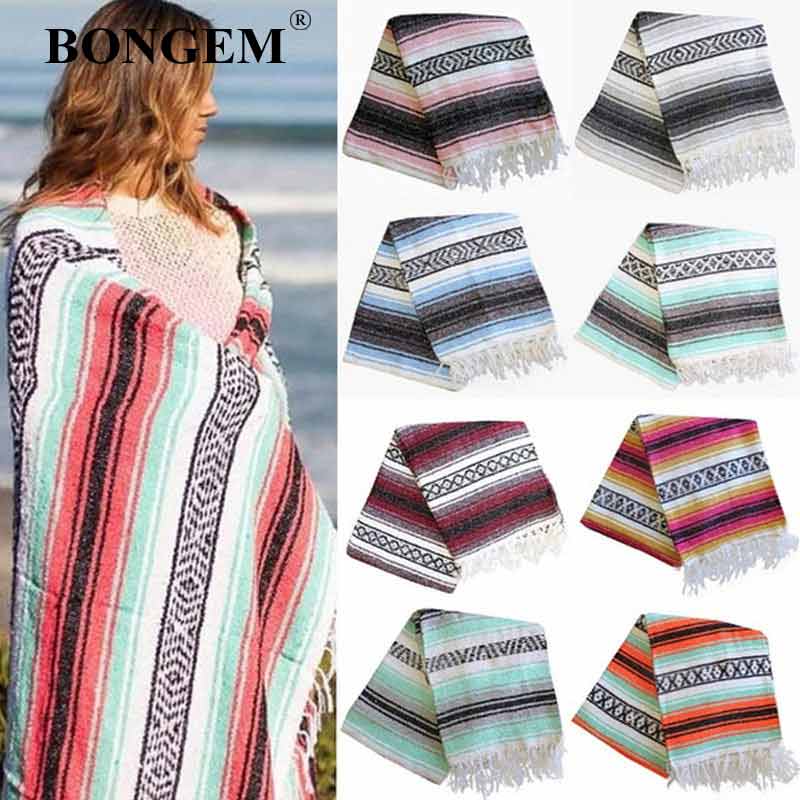 Geometric Fringed Style Blanket Woven Fringed Beach Towel Blanket Beach Blanket Picnic Mat Yoga Cotton Blanket Mexican Blanket