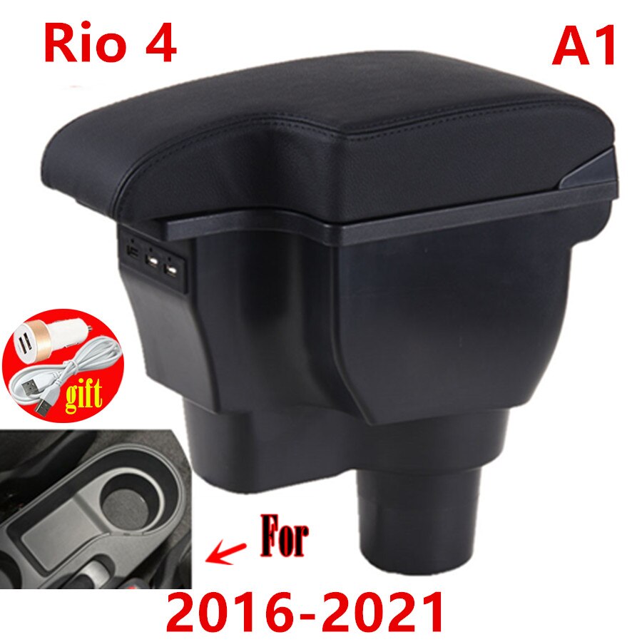 Voor Kia Rio 4 Armsteun Voor Kia Rio X X-Line Auto Opbergdoos Auto Accessoires Retrofit Onderdelen Interieur details: A1 black line 3USB