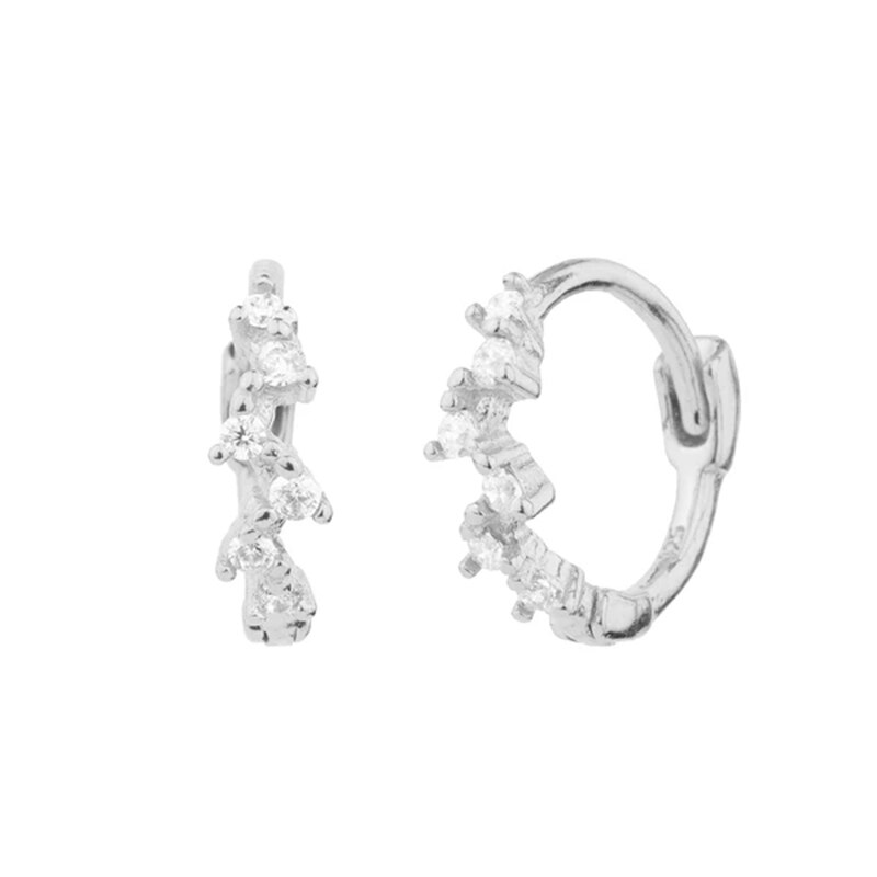 Trendy kvinde piger elskers uregelmæssige 925 sterling sølv bling øreringe til jubilæum bryllupsfest fine smykker: 2 sølv