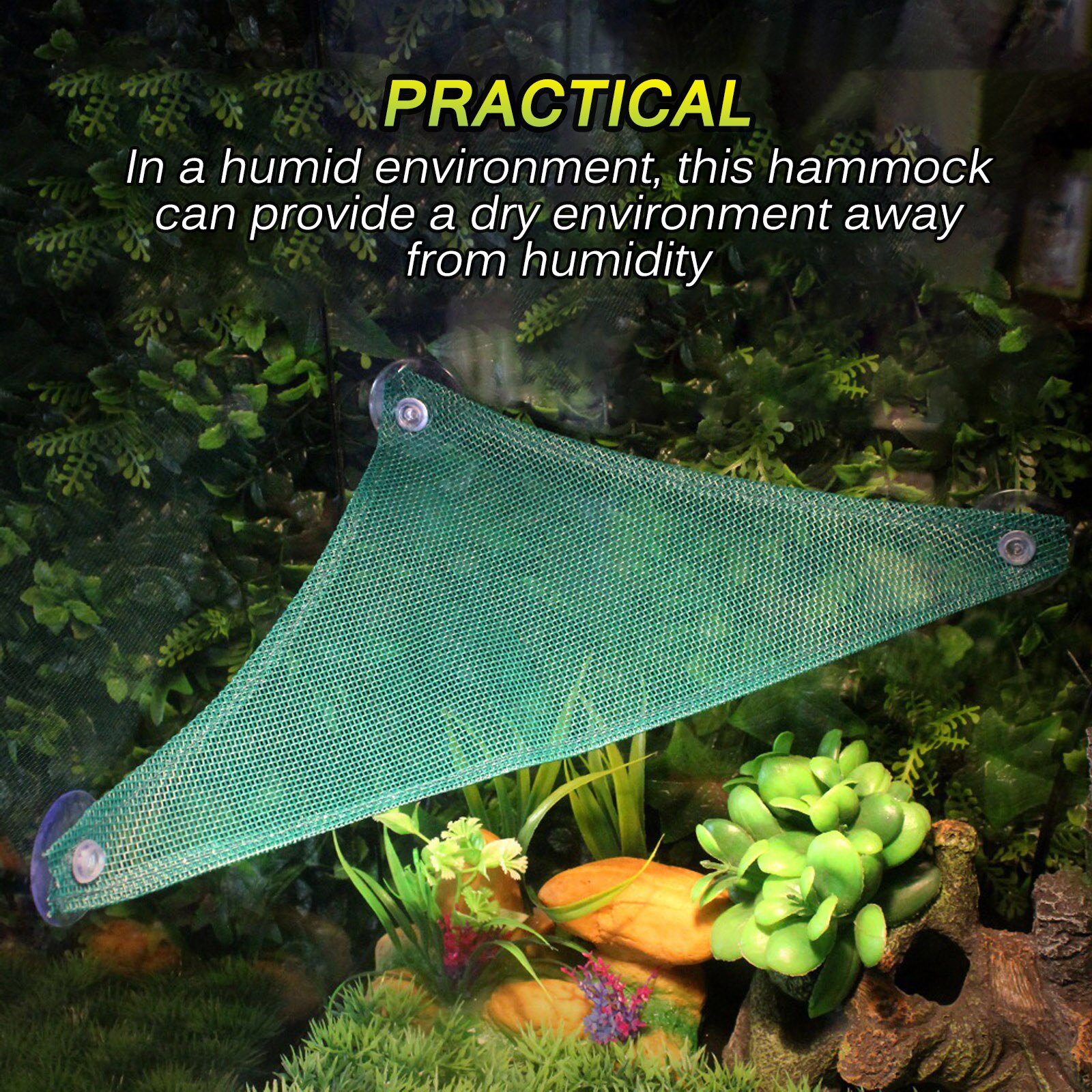 Breathable Mesh Reptile Hammock Triangular Hanging Reptile Hammock Practical Reptile Hanging Bed with Suction Cup Lizard Gecko