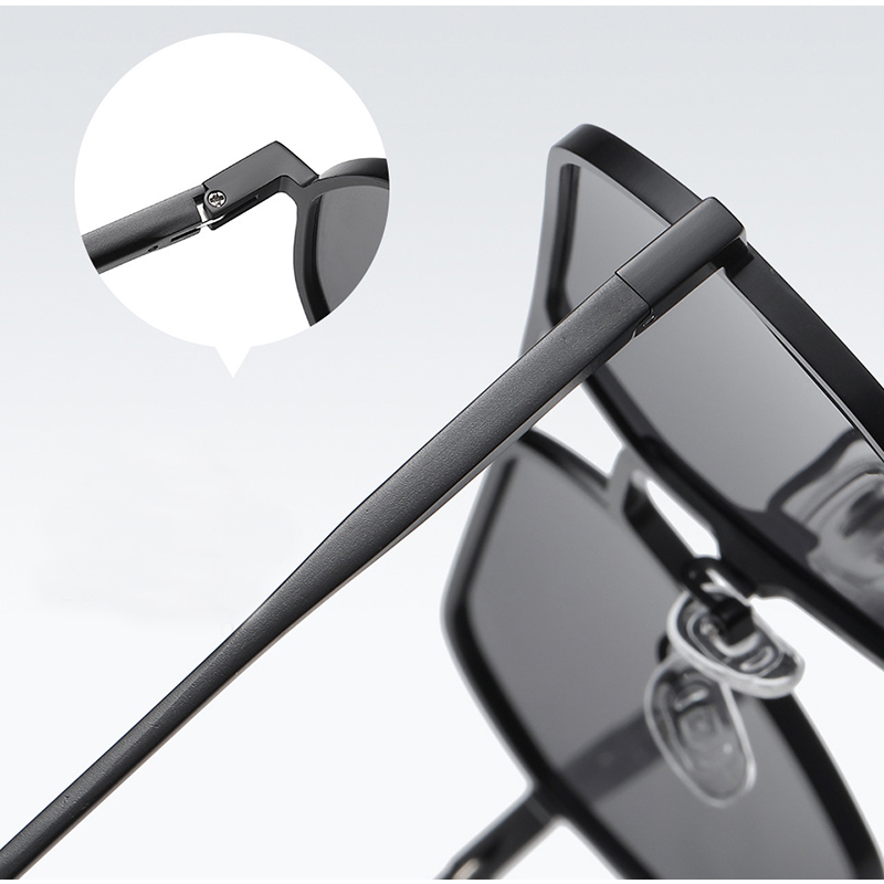 Óculos de sol fotocromáticos de metal de luxo masculino feminino moda polarizada óculos de sol elegante camaleão anti-reflexo óculos de condução uv400