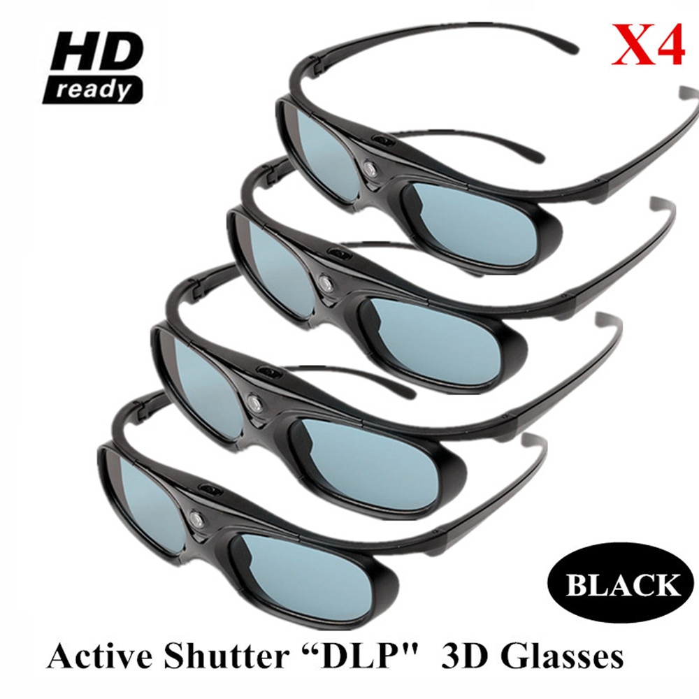 (4 pièces/lots) lunettes 3D DLP Link actives compatibles avec Optama/Acer/BenQ/ViewSonic/Sharp/Dell DLP projecteurs de liaison DLP 3D prêt