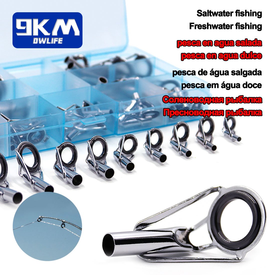 Juego de Kit de reparación de punta guía de caña de pescar, 24 ~ 230 Uds., guía de construcción de caña, anillo de cerámica de acero inoxidable, caja de pesca de agua dulce y salada