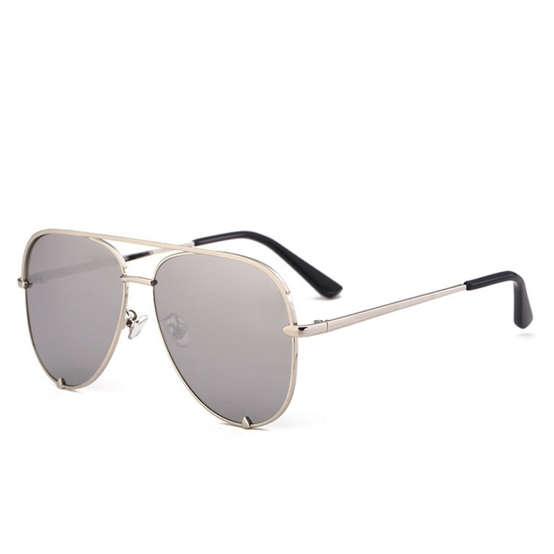 Mærke solbriller kvinders overdimensionerede pilot solbriller til kvinder luksus nuancer lunettes femme  uv400: D553 sølv sølv