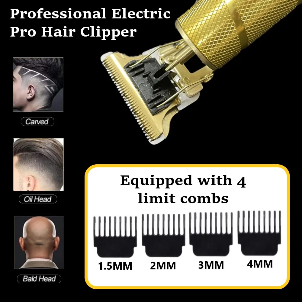 Kemei Hårklipper for Menn - Trådløs Elektrisk Barbermaskin - Profesjonell Trimmer