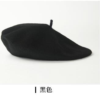 dame vårvinter basker lue malerstil lue kvinner ull årgang basker ensfarget lue damepanser varm ganglue: Svart