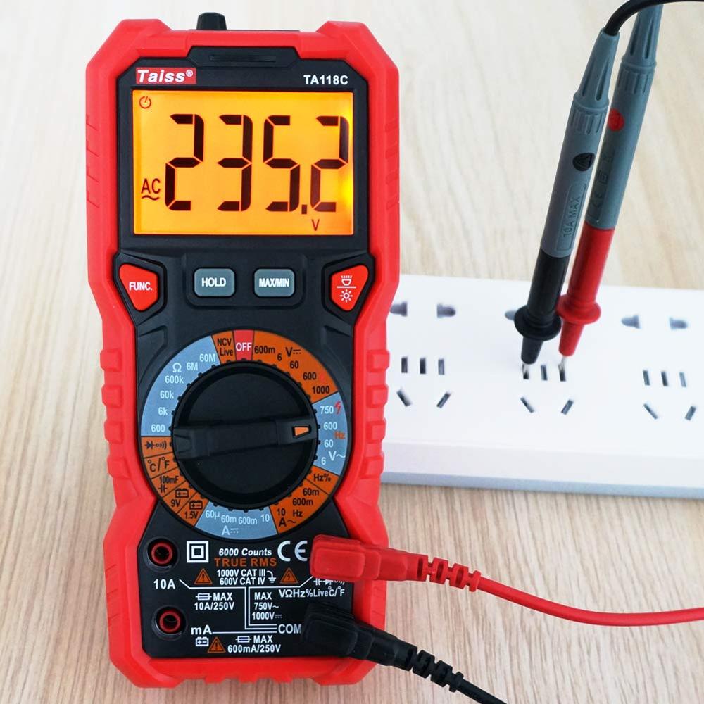 Multímetro Digital avanzado multifunción DC AC 6000 Tester de conteo, medición de temperatura, inductancia y capacitancia
