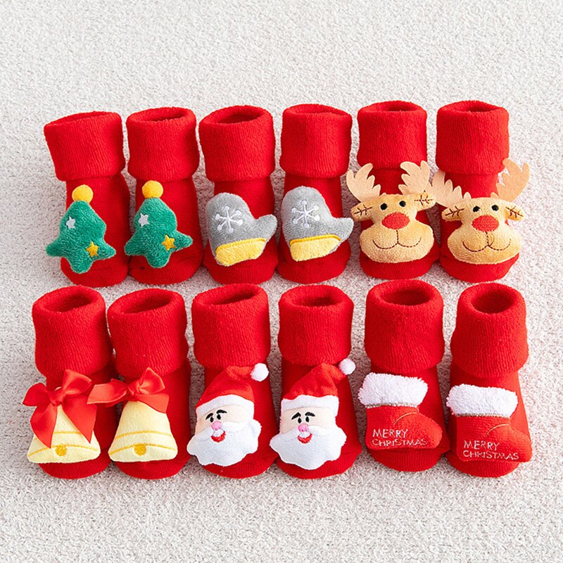 Calcetines navideños para bebé, medias suaves y cálidas, antideslizantes, de invierno