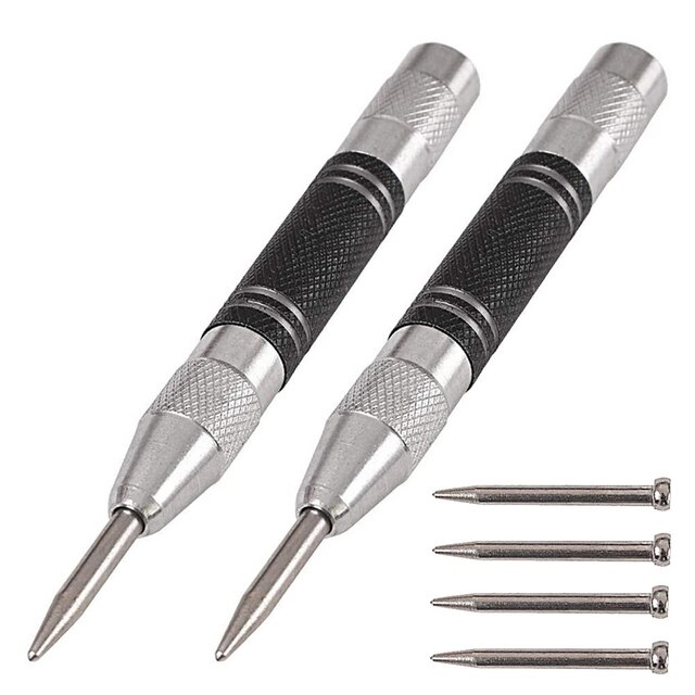 Automatische Center Punch, 1pc Zwart Automatische Center Punch Locator Press Dent Marking Tool Handgereedschap voor metaal en hout