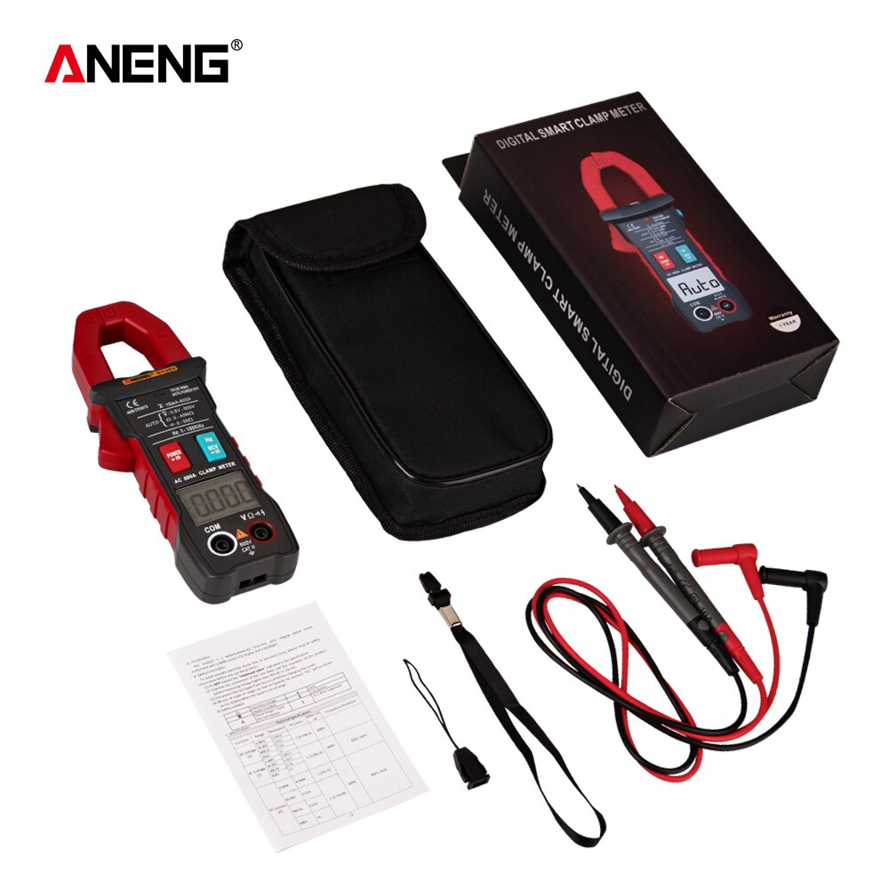 ANENG ST203 Digital Clamp Meter Multimeter 4000counts True RMS Mini Amp DC/AC Clamp Meters voltmeter 400v Automatic Range: Red