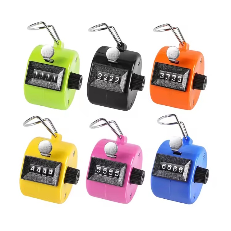 Hand Digitale Teller met Metalen Lap Tally Counter Handheld Clicker 4 Cijfers Chrome Golf Mensen Tellen 4-cijferige Tellers
