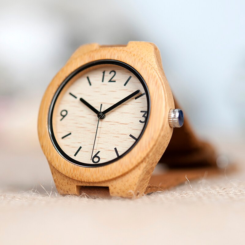 BOBO BIRD Watch Men Elk Deer Head Bamboo Engraving Watches Women with Genuine Leather Lovers' Wristwatches relogio masculino main image 1