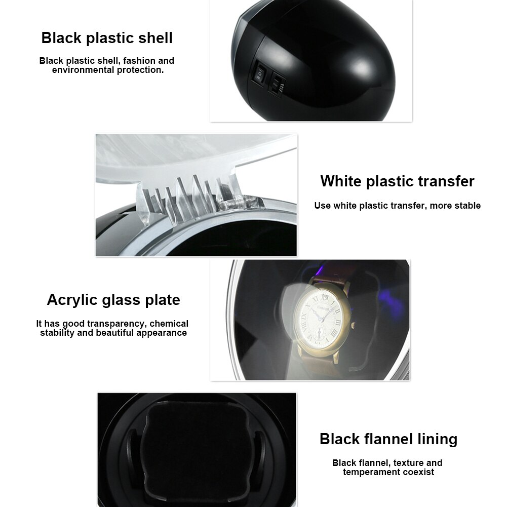 Automatic Watch Winder Accessories LED Light Single Multi-function Modern Heart Shaped Home With Quiet Motor 4 Rotation Modes