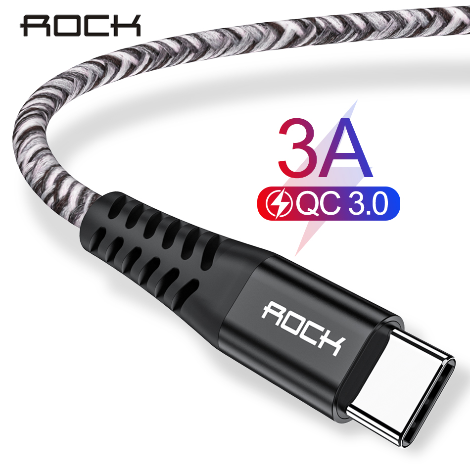 Rock 3A Qc 3.0 Usb Type C Kabel Voor Samsung S10 S9 Snelle Lading Type-C Mobiele Telefoon Opladen draad Usb C Kabel