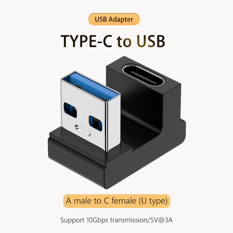 NNBILI 3A Typ C Kolanko USB 3.1 Adapter kabla do ładowania danych Konwerter dla Androida Adapter OTG 90/180 stopni Szybkie ładowanie 10 Gb/s: Złota
