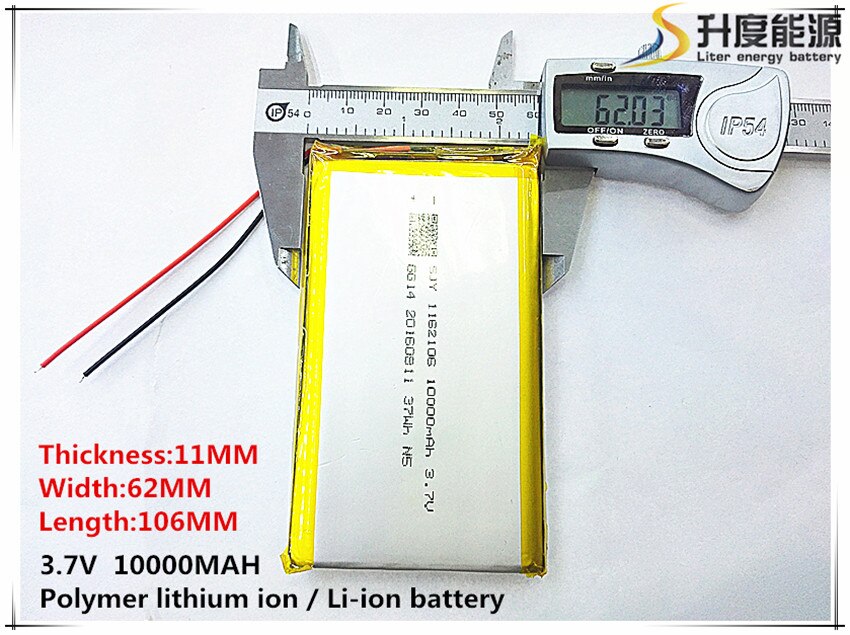 Batería de polímero de litio 1162106 3,7 V, 10000 mah, bricolaje, energía de emergencia móvil, batería de tesoro, 1 unids/lote,
