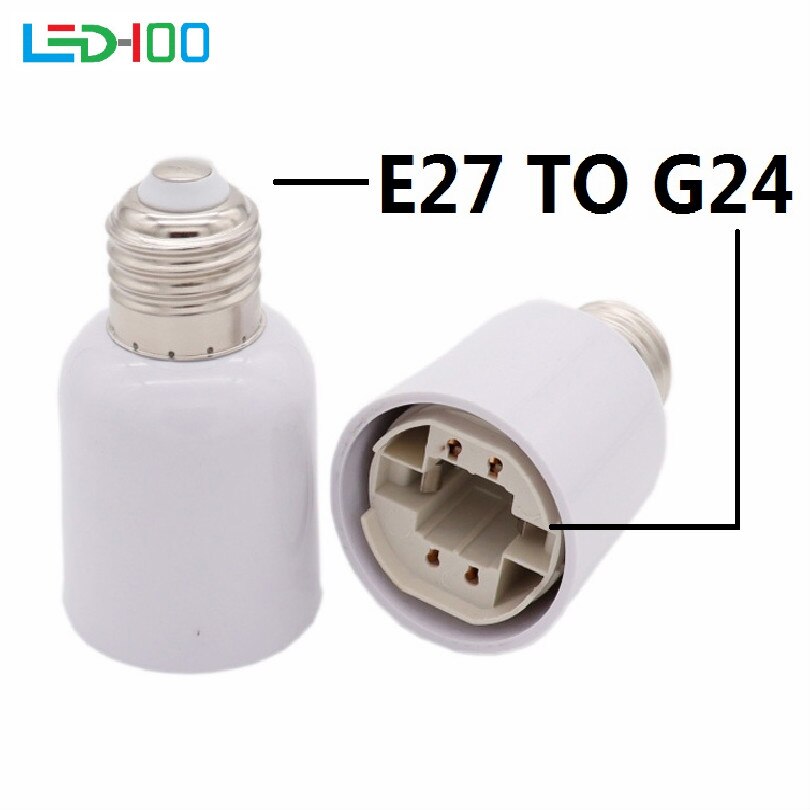 G24 Om E27 Materiaal Vuurvast Witte Led Light Bulb Lamp Adapter Houder Socket G24 Male Naar E27 lampen Adapter