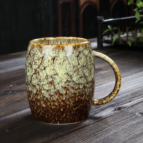 500ml personlighedskrus stor kapacitet enkel keramik kop par kop japansk stil kaffekop: C