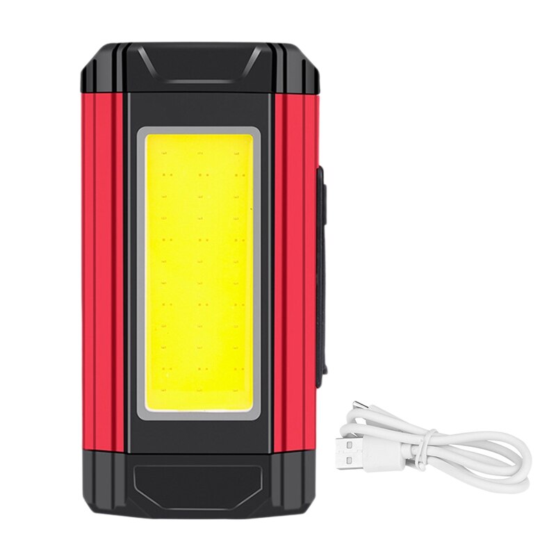 Wiederaufladbare led-arbeitsleuchte mit magnetverschluss, fünf leuchtmodi und haken für autoreparaturen und camping: Rot