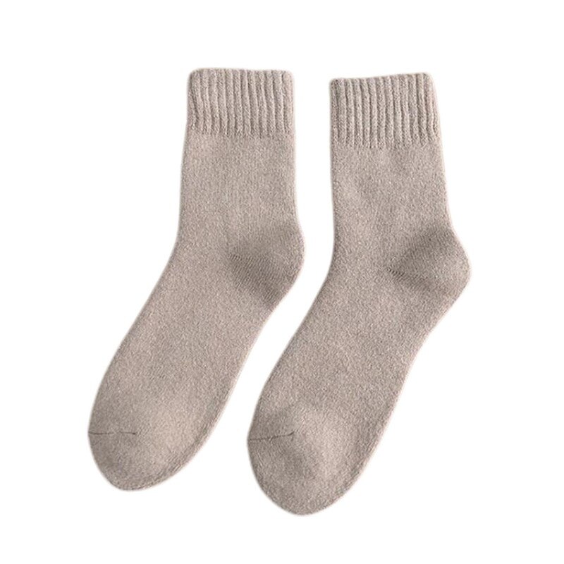 1 paar sokken dames en heren winter dikke warme badstof sokken dames kniekousen vloersokken imitatie konijn wol handdoek sokken: Khaki