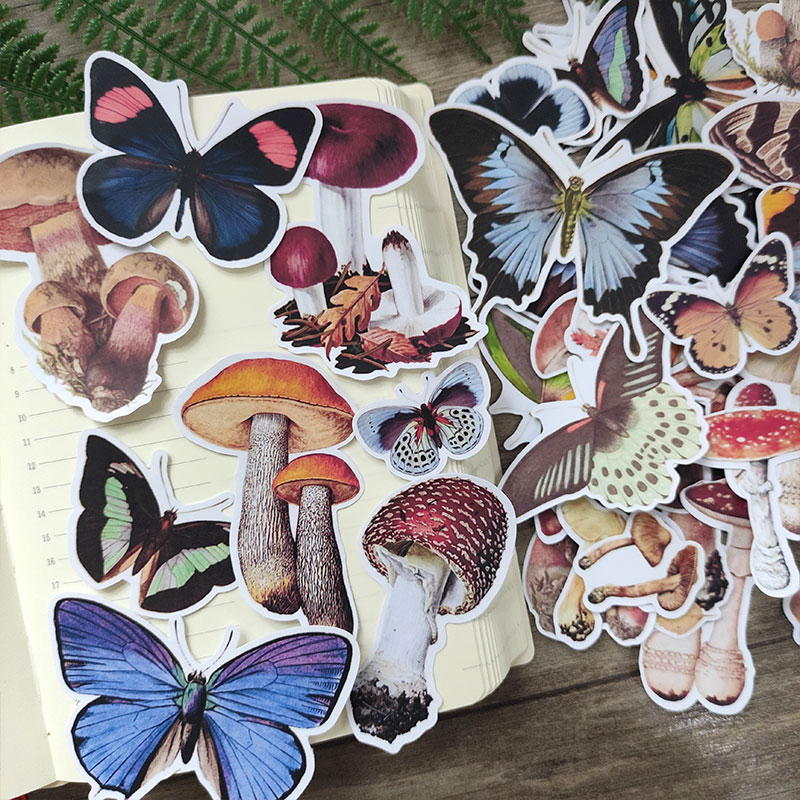 22Pcs Paddestoel Vlinder Stickers/Scrapbooking Stickers/Decoratieve Sticker/Diy Craft Fotoalbums