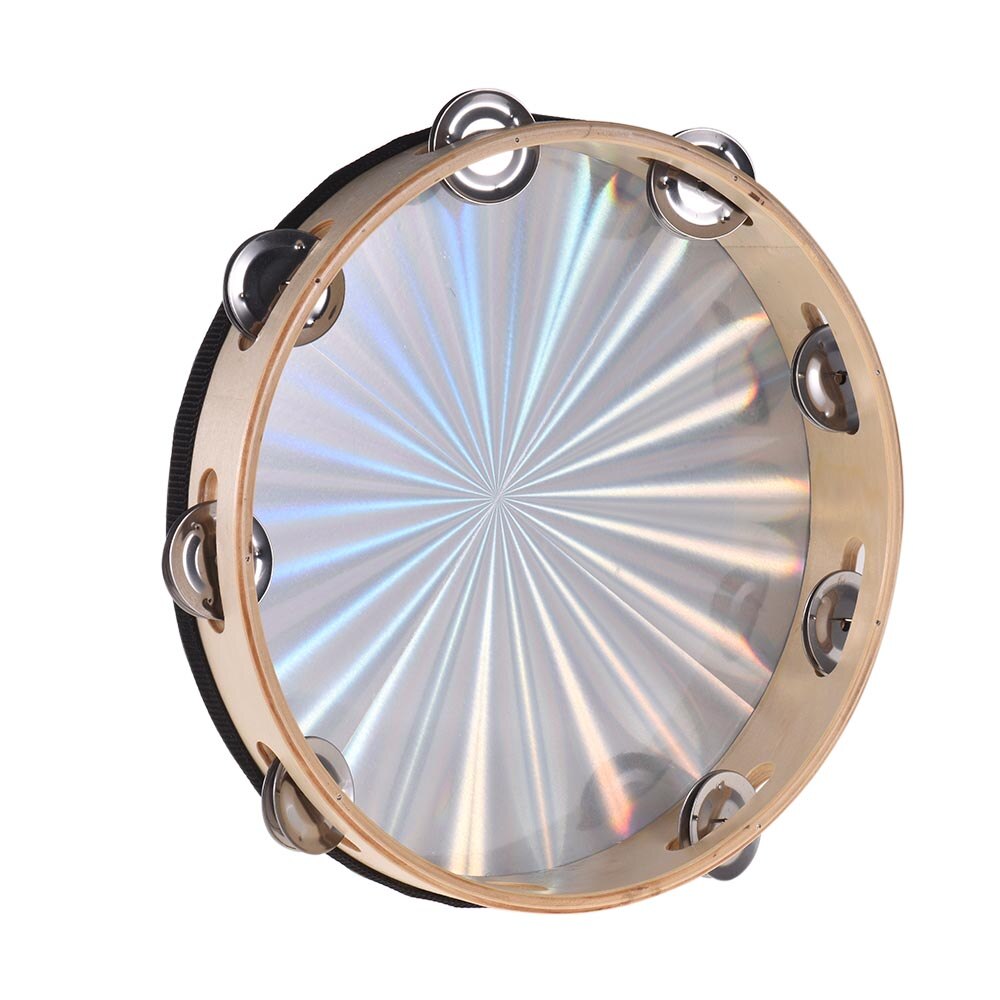 6/ 8/ 10 Inch Holz Radiant Tamburin Handbell Hand Trommel mit Einreihige Jingles Reflektierende Trommel Kopf Percussion instrument