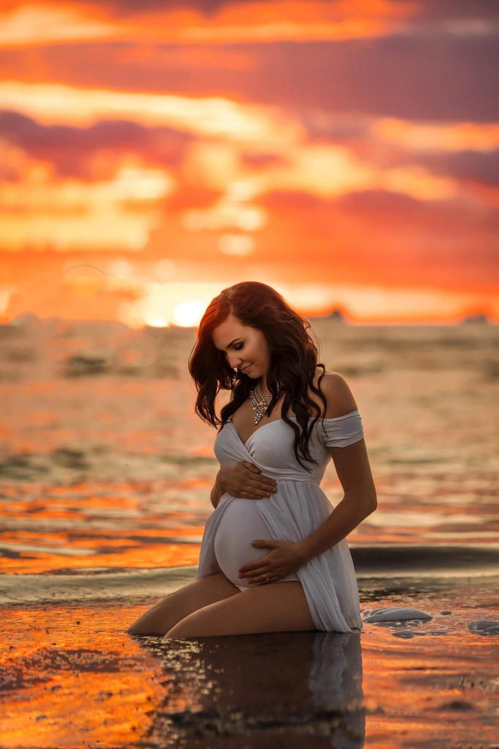Sexede graviditetskjoler til fotoshoot chiffon graviditetskjole fotografering rekvisit maxi kjole kjoler til gravide kvinder tøj