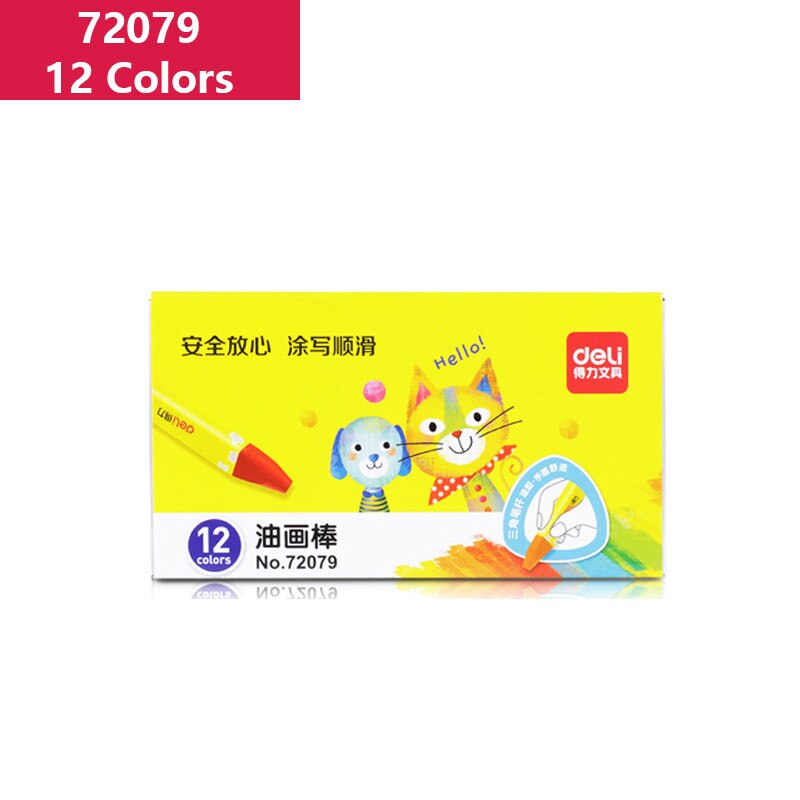 Deli -Juego de caryon de cera para dibujar para niños, 12/24/36/48 colores, suministros de arte, tiza pastel para colorear fácil, el mejor bolígrafo de: 12 colors set