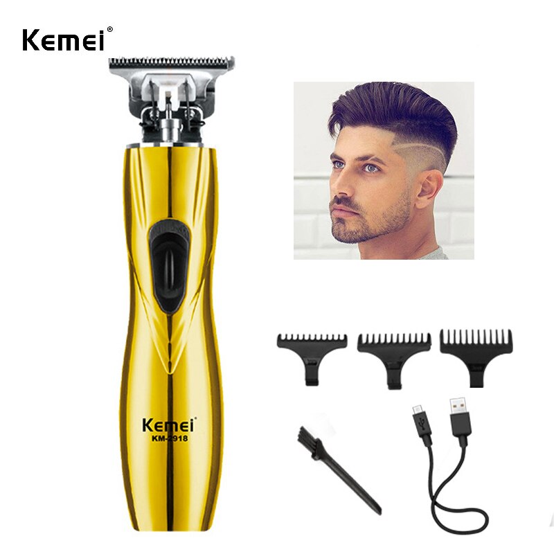 Kemei Slimline Pro Lithium Ion T-blade Close-cutting Hair Trimmers Zero Gapper Barber Shop D8 Lightweight Cord/cordless