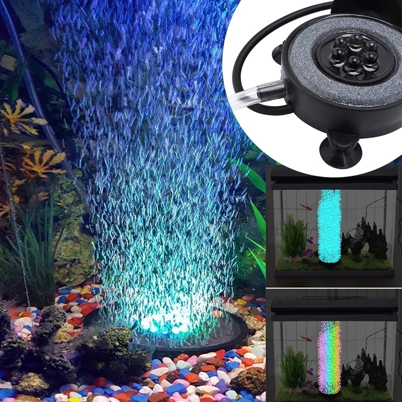 Luz LED impermeable que cambia de Color para acuario, lámpara redonda para decoración de burbujeador de pecera, luces Led para piscina, 1 ud.