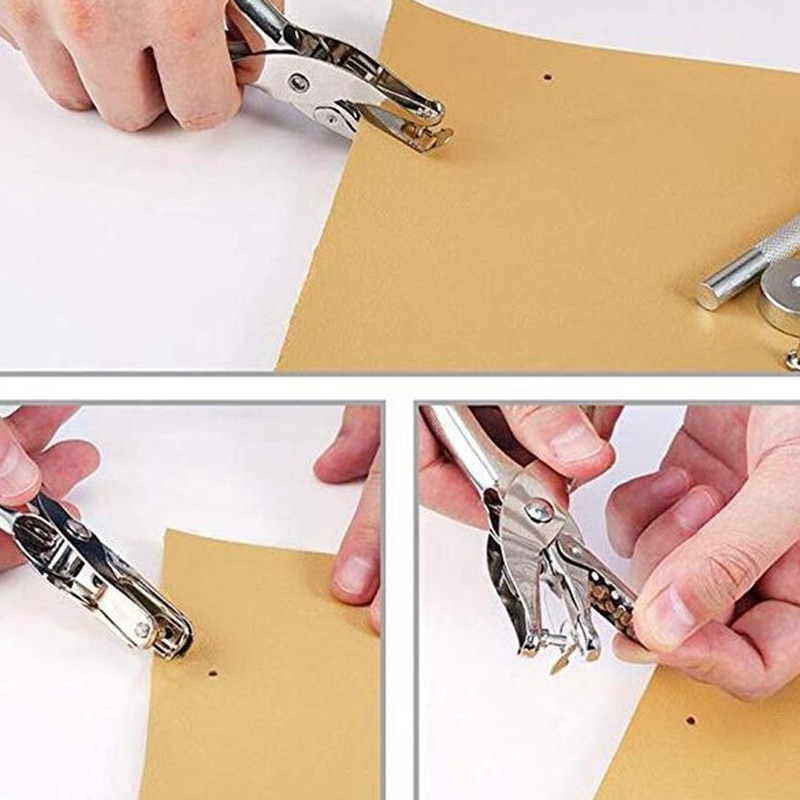 Remaches de cuero de 3 tamaños, tachuelas de Metal tubulares de doble tapa con 4 herramientas de fijación para artesanía de cuero Diy, 4 colores (oro, 360 Uds.