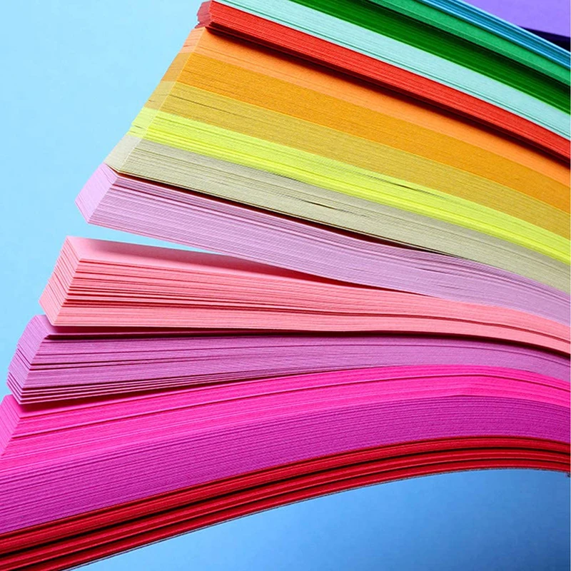 540 hojas de papel de Origami Stars, tiras de estrellas coloridas de la suerte de doble cara, 27 colores, papel plegable decorativo para suministros de manualidades